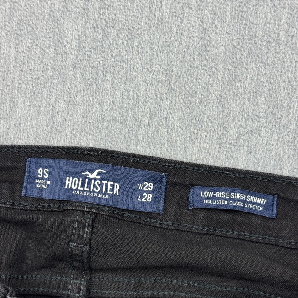 Hollister Jeans Womens 29x28 Black Low Rise Super Skinny Distressed Classic - Picture 3 of 14